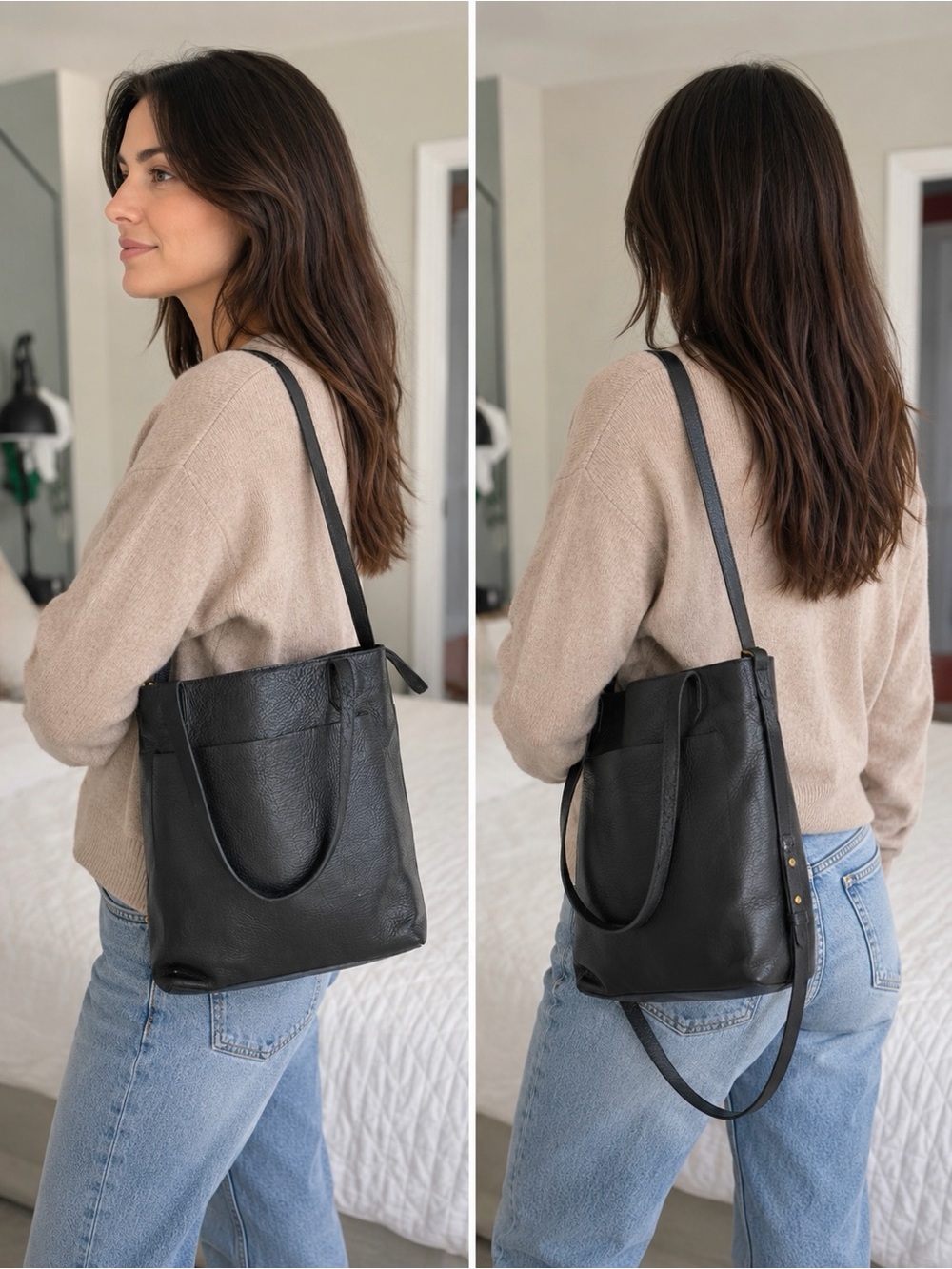 Madewell Black Leather Tote